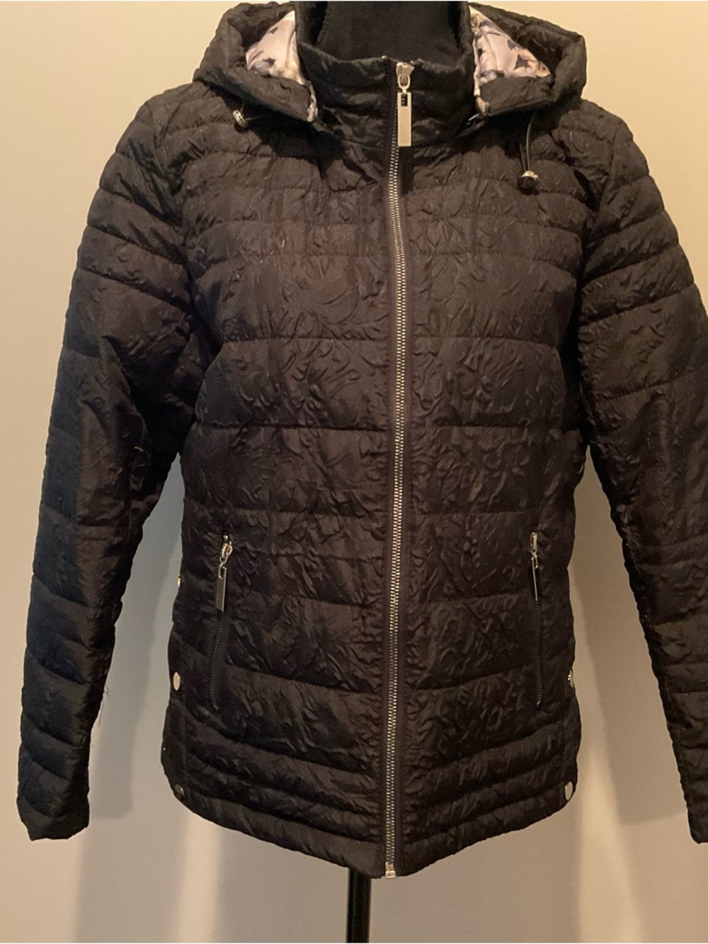 Tribal Black Quilted Hooded Puffer